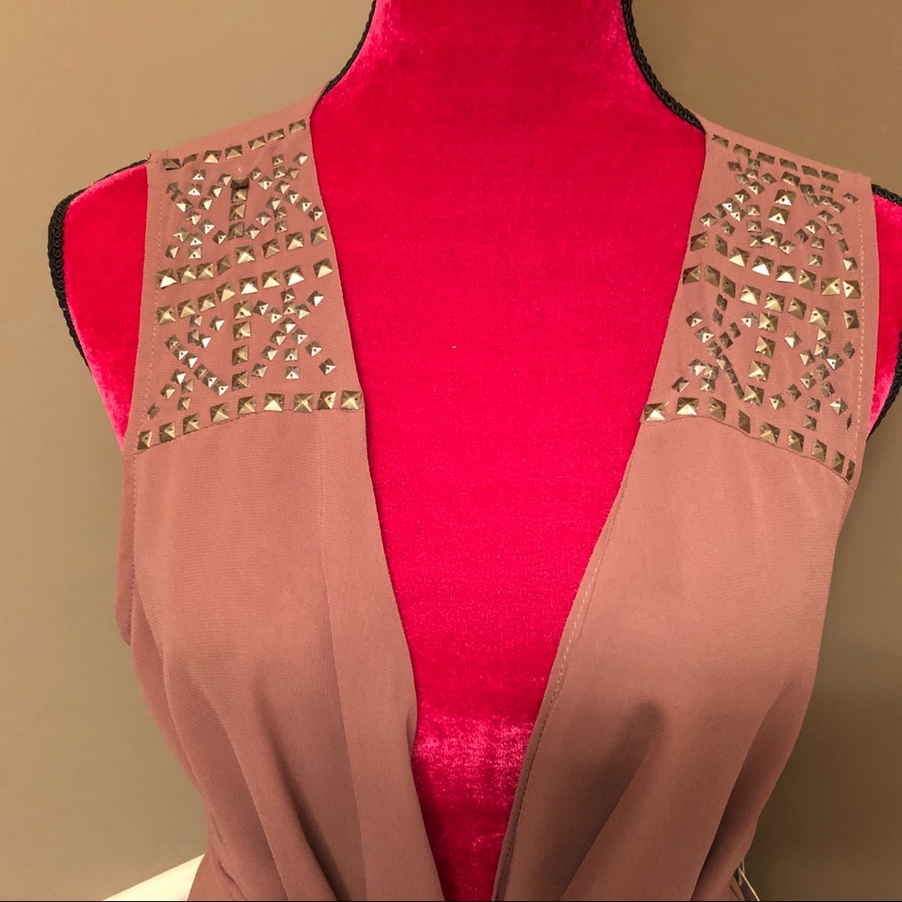 Sheer Cappuccino Colored Layered Vest - Picture 3 of 8